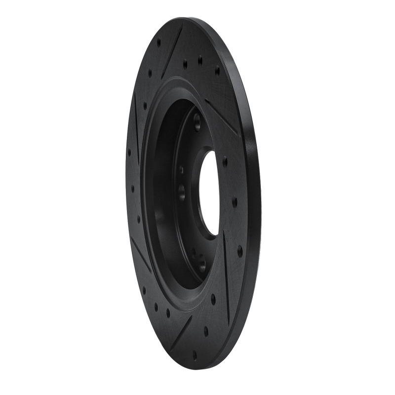 Honda CR-Z Brake Rotor (1) - Rear Right - R1 Concepts - Drilled & Slotted - Black - `11-`15